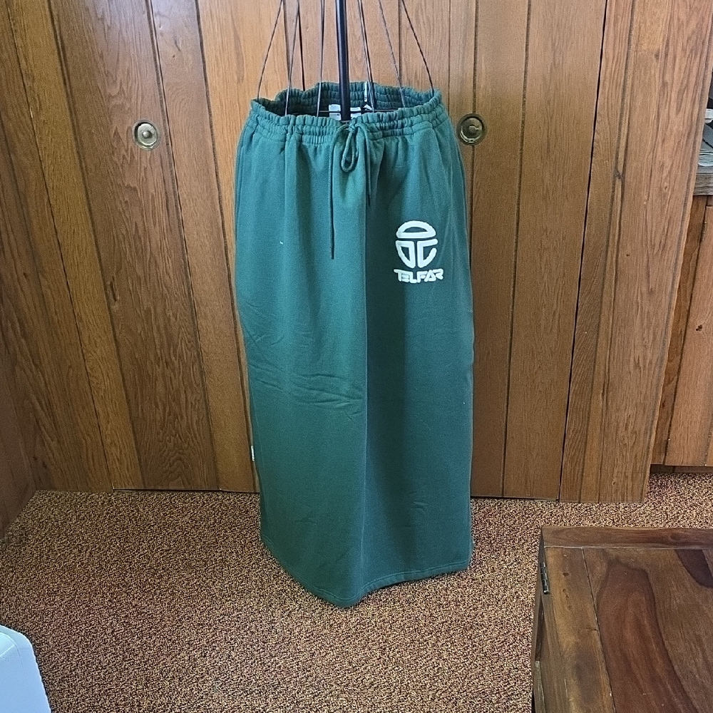 Telfar Dark Green Maxi Skirt with Logo